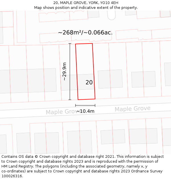 20, MAPLE GROVE, YORK, YO10 4EH: Plot and title map