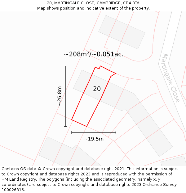 20, MARTINGALE CLOSE, CAMBRIDGE, CB4 3TA: Plot and title map