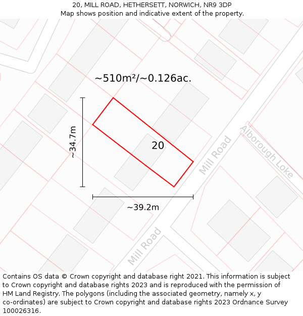 20, MILL ROAD, HETHERSETT, NORWICH, NR9 3DP: Plot and title map