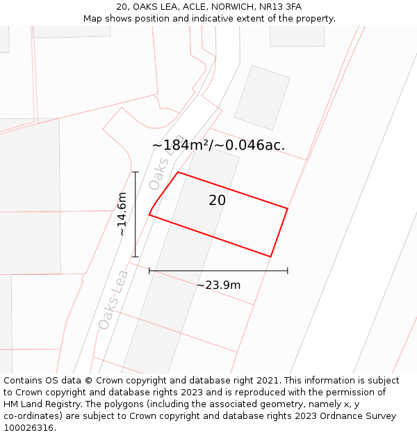 20, OAKS LEA, ACLE, NORWICH, NR13 3FA: Plot and title map