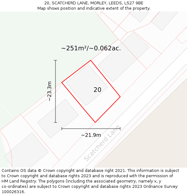 20, SCATCHERD LANE, MORLEY, LEEDS, LS27 9BE: Plot and title map