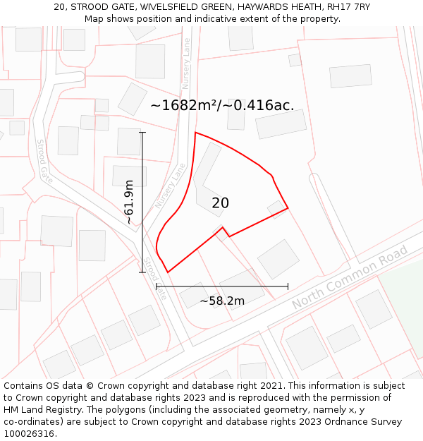 20, STROOD GATE, WIVELSFIELD GREEN, HAYWARDS HEATH, RH17 7RY: Plot and title map