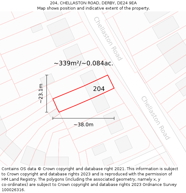 204, CHELLASTON ROAD, DERBY, DE24 9EA: Plot and title map