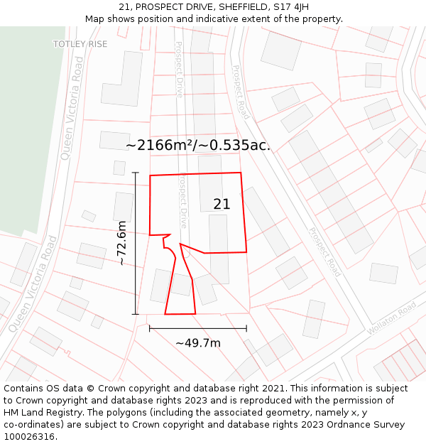 21, PROSPECT DRIVE, SHEFFIELD, S17 4JH: Plot and title map