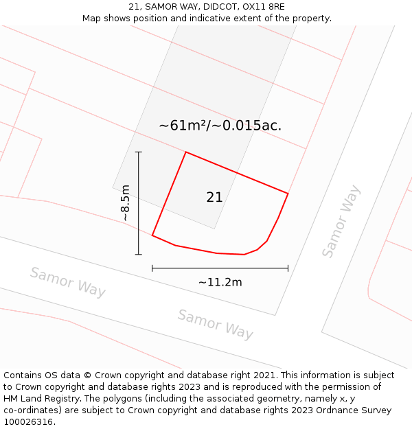 21, SAMOR WAY, DIDCOT, OX11 8RE: Plot and title map