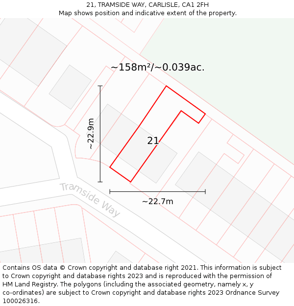 21, TRAMSIDE WAY, CARLISLE, CA1 2FH: Plot and title map