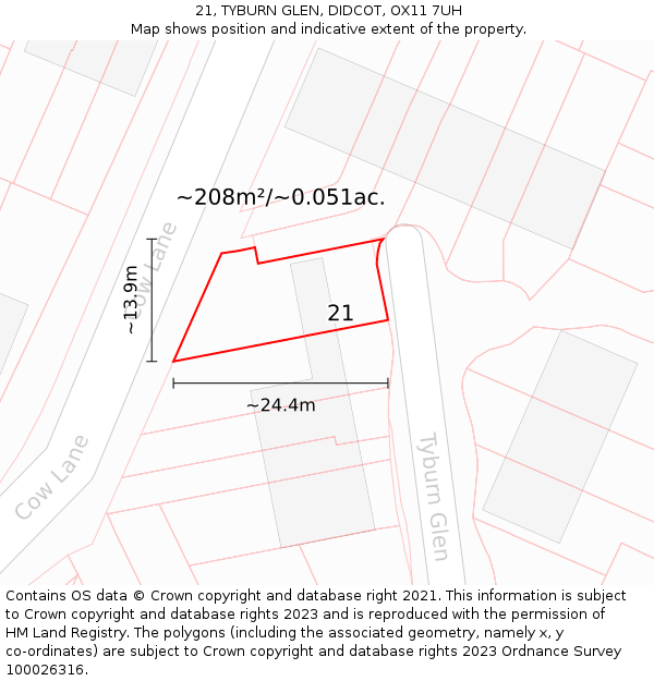 21, TYBURN GLEN, DIDCOT, OX11 7UH: Plot and title map