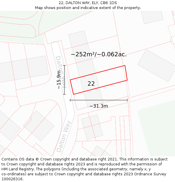22, DALTON WAY, ELY, CB6 1DS: Plot and title map