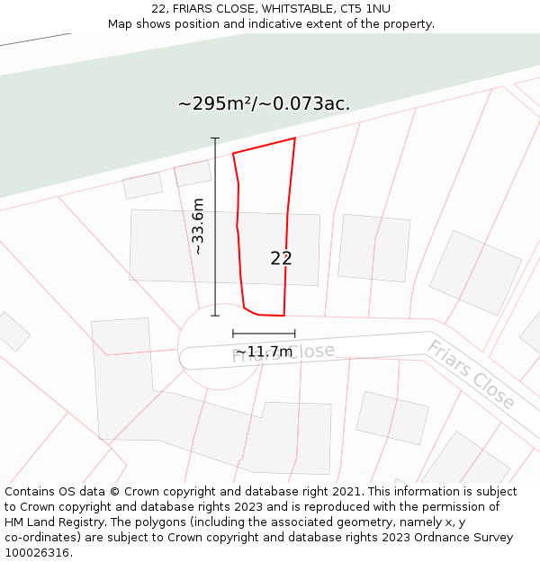 22, FRIARS CLOSE, WHITSTABLE, CT5 1NU: Plot and title map