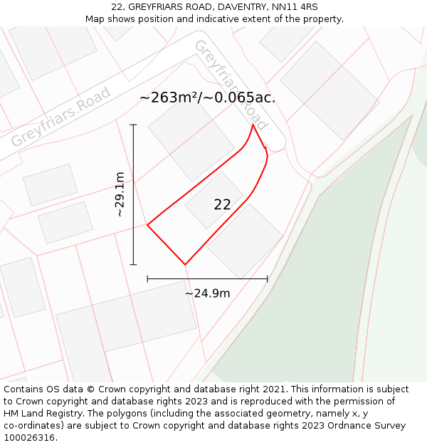 22, GREYFRIARS ROAD, DAVENTRY, NN11 4RS: Plot and title map