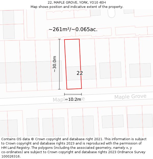 22, MAPLE GROVE, YORK, YO10 4EH: Plot and title map