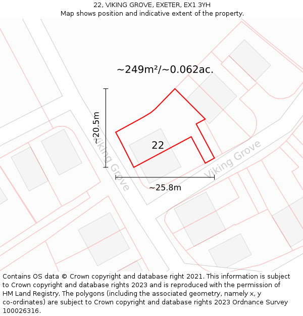 22, VIKING GROVE, EXETER, EX1 3YH: Plot and title map