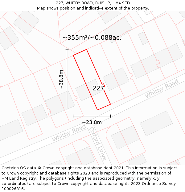 227, WHITBY ROAD, RUISLIP, HA4 9ED: Plot and title map