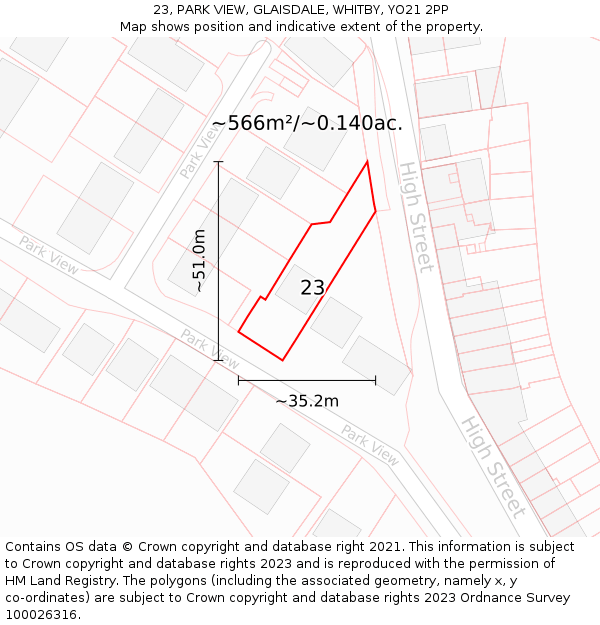 23, PARK VIEW, GLAISDALE, WHITBY, YO21 2PP: Plot and title map