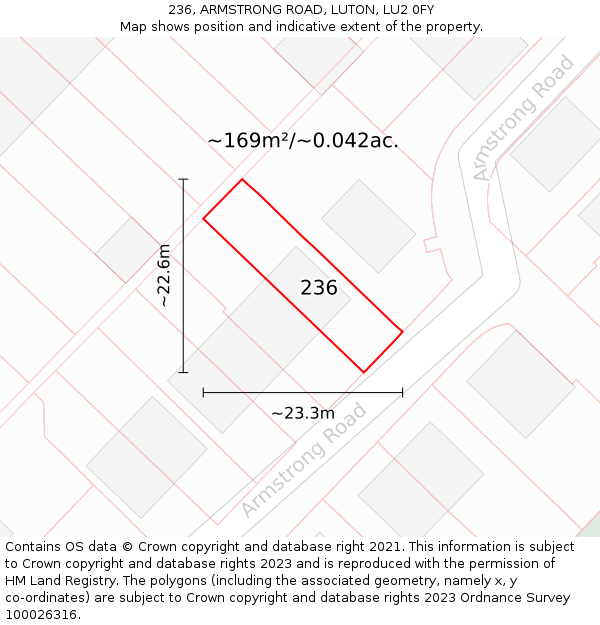 236, ARMSTRONG ROAD, LUTON, LU2 0FY: Plot and title map