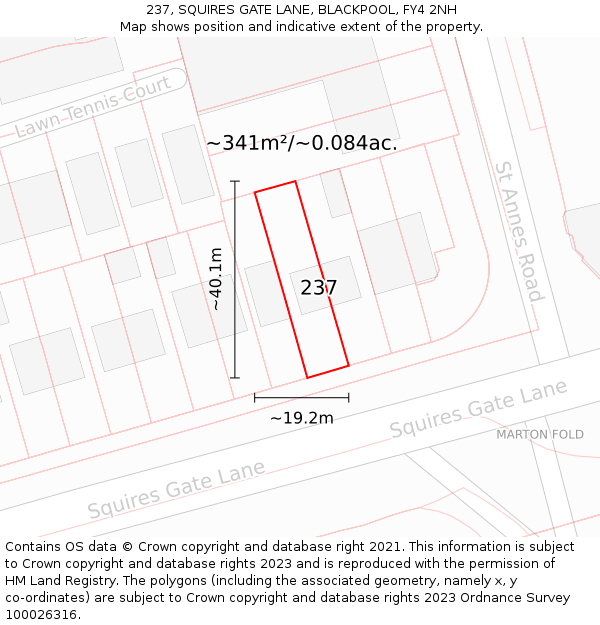 237, SQUIRES GATE LANE, BLACKPOOL, FY4 2NH: Plot and title map