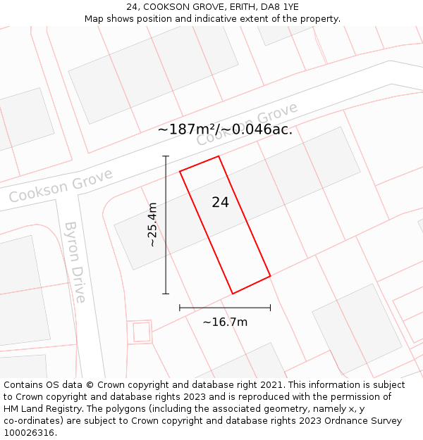 24, COOKSON GROVE, ERITH, DA8 1YE: Plot and title map