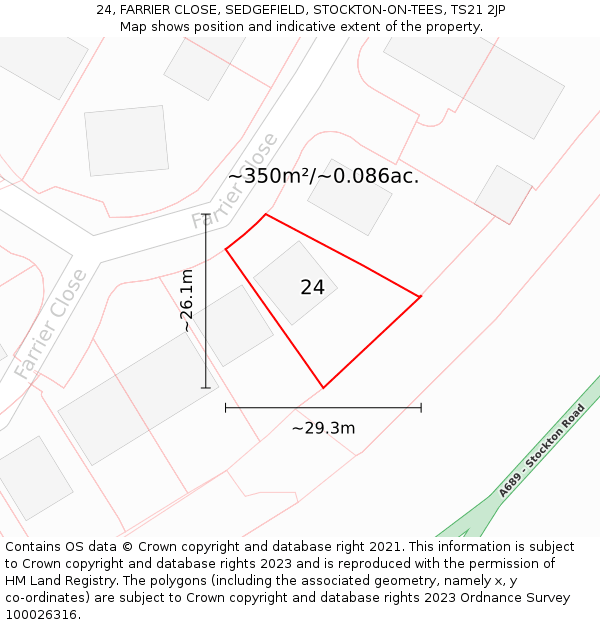 24, FARRIER CLOSE, SEDGEFIELD, STOCKTON-ON-TEES, TS21 2JP: Plot and title map
