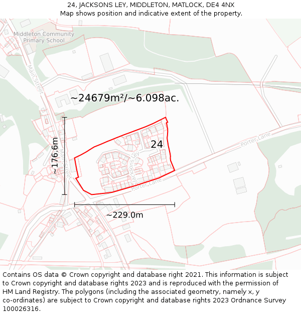 24, JACKSONS LEY, MIDDLETON, MATLOCK, DE4 4NX: Plot and title map