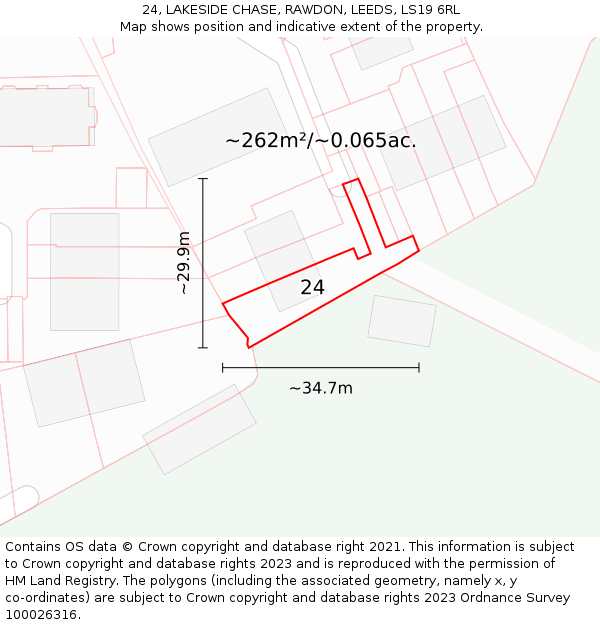 24, LAKESIDE CHASE, RAWDON, LEEDS, LS19 6RL: Plot and title map
