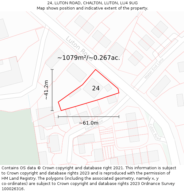 24, LUTON ROAD, CHALTON, LUTON, LU4 9UG: Plot and title map