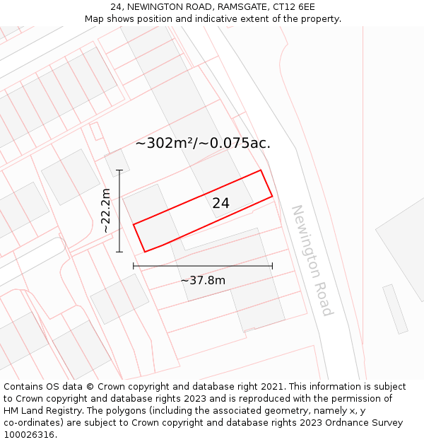 24, NEWINGTON ROAD, RAMSGATE, CT12 6EE: Plot and title map