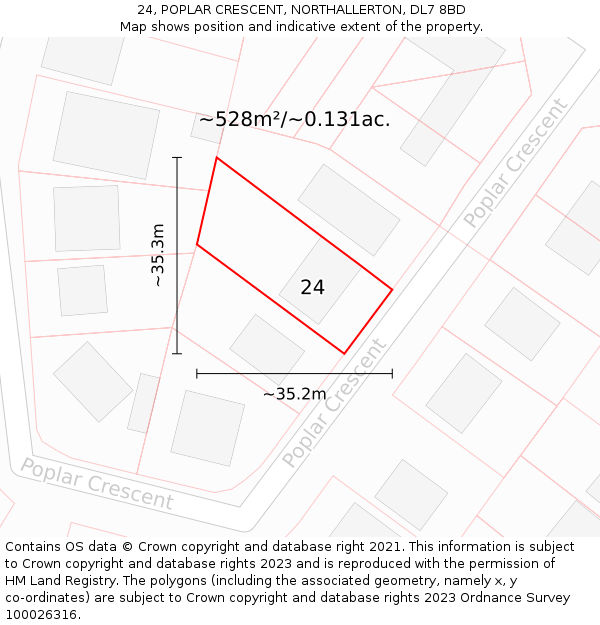 24, POPLAR CRESCENT, NORTHALLERTON, DL7 8BD: Plot and title map