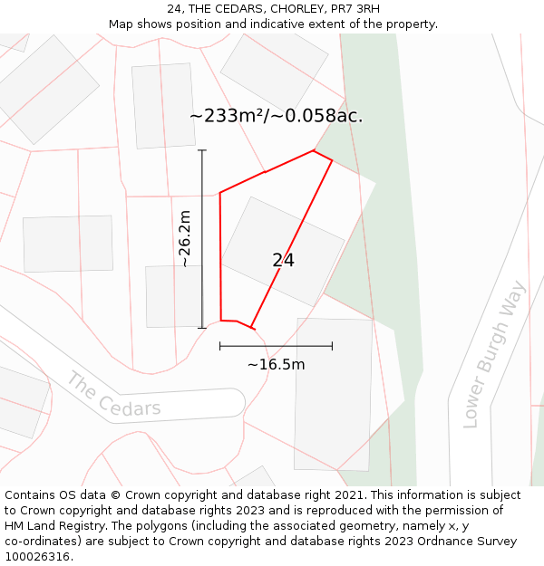 24, THE CEDARS, CHORLEY, PR7 3RH: Plot and title map