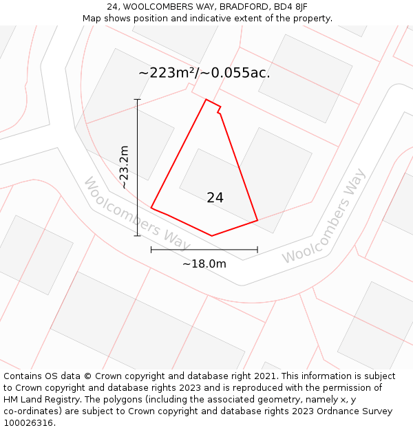 24, WOOLCOMBERS WAY, BRADFORD, BD4 8JF: Plot and title map