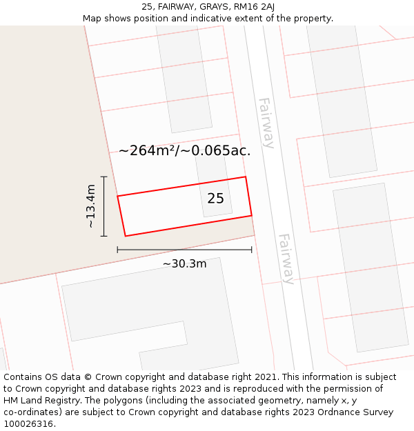 25, FAIRWAY, GRAYS, RM16 2AJ: Plot and title map