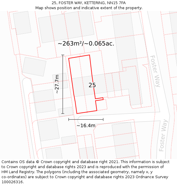 25, FOSTER WAY, KETTERING, NN15 7FA: Plot and title map