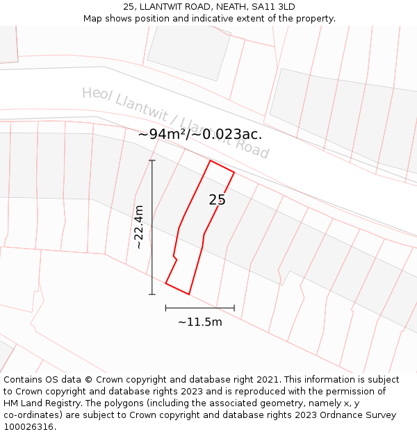 25, LLANTWIT ROAD, NEATH, SA11 3LD: Plot and title map