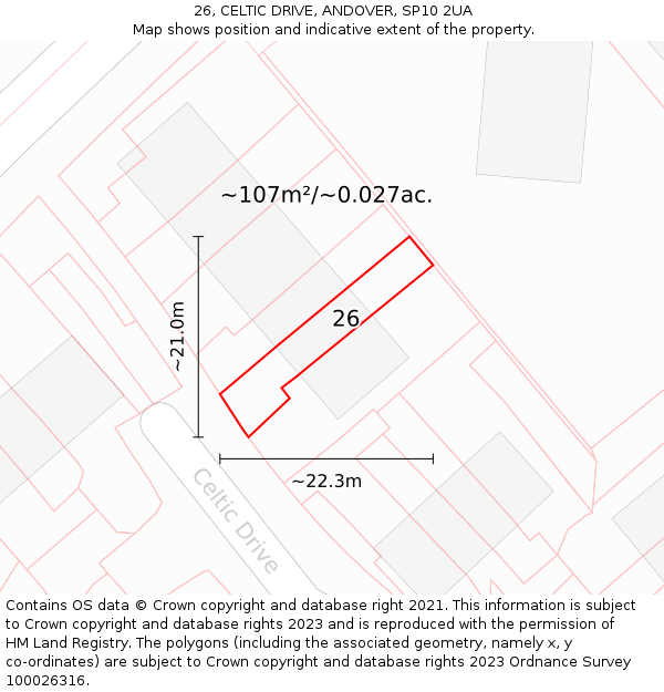 26, CELTIC DRIVE, ANDOVER, SP10 2UA: Plot and title map