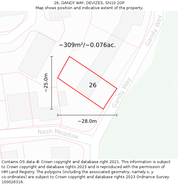 26, GANDY WAY, DEVIZES, SN10 2GP: Plot and title map