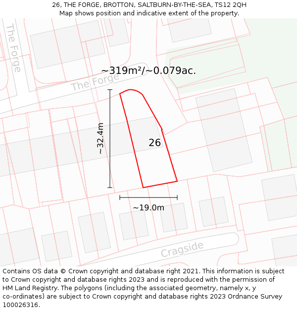 26, THE FORGE, BROTTON, SALTBURN-BY-THE-SEA, TS12 2QH: Plot and title map