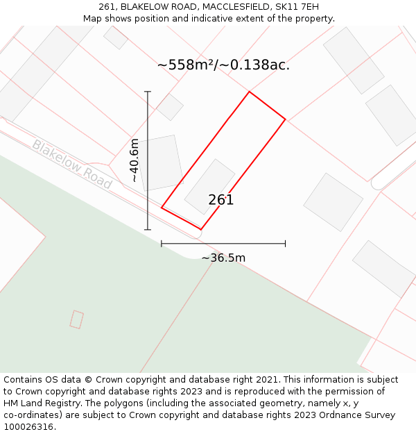 261, BLAKELOW ROAD, MACCLESFIELD, SK11 7EH: Plot and title map