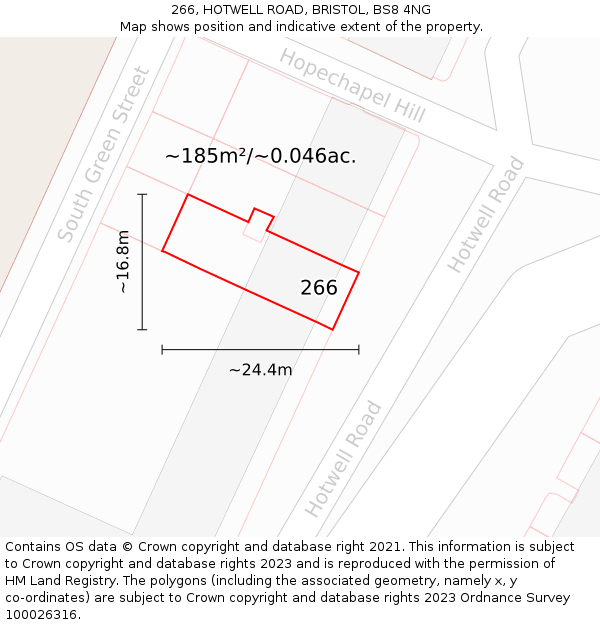 266, HOTWELL ROAD, BRISTOL, BS8 4NG: Plot and title map