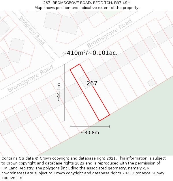 267, BROMSGROVE ROAD, REDDITCH, B97 4SH: Plot and title map