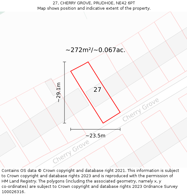 27, CHERRY GROVE, PRUDHOE, NE42 6PT: Plot and title map