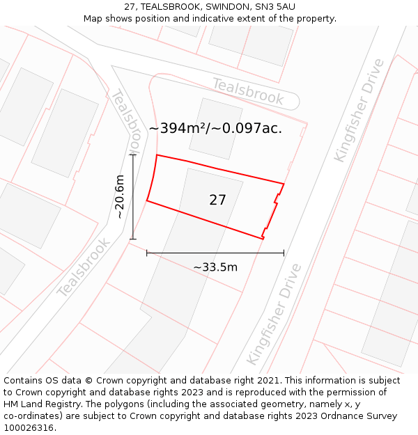 27, TEALSBROOK, SWINDON, SN3 5AU: Plot and title map