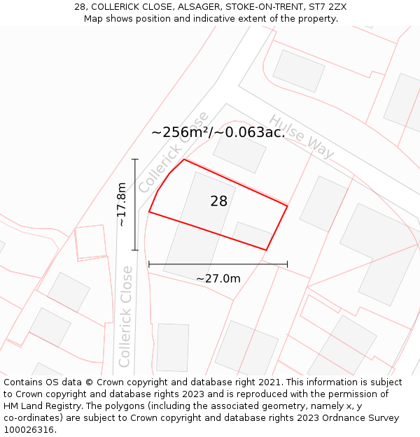 28, COLLERICK CLOSE, ALSAGER, STOKE-ON-TRENT, ST7 2ZX: Plot and title map