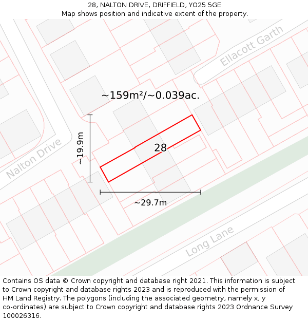 28, NALTON DRIVE, DRIFFIELD, YO25 5GE: Plot and title map