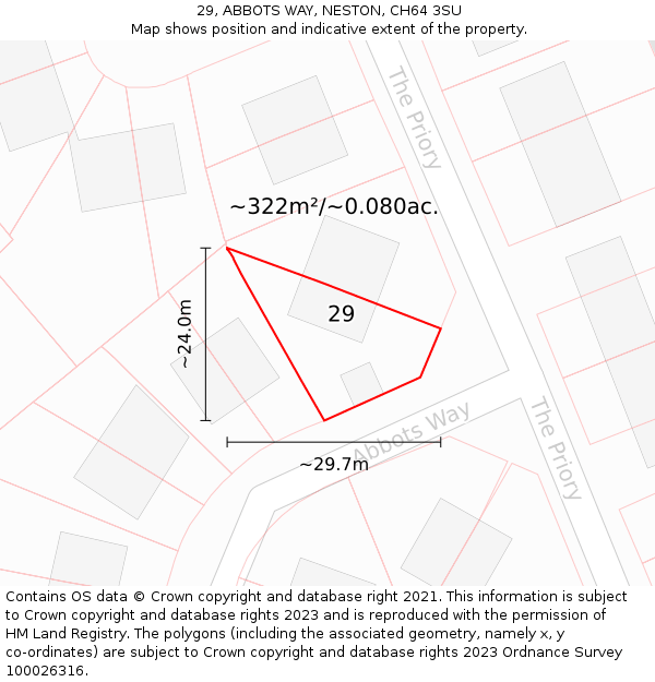 29, ABBOTS WAY, NESTON, CH64 3SU: Plot and title map