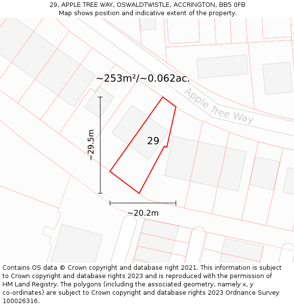 29, APPLE TREE WAY, OSWALDTWISTLE, ACCRINGTON, BB5 0FB: Plot and title map