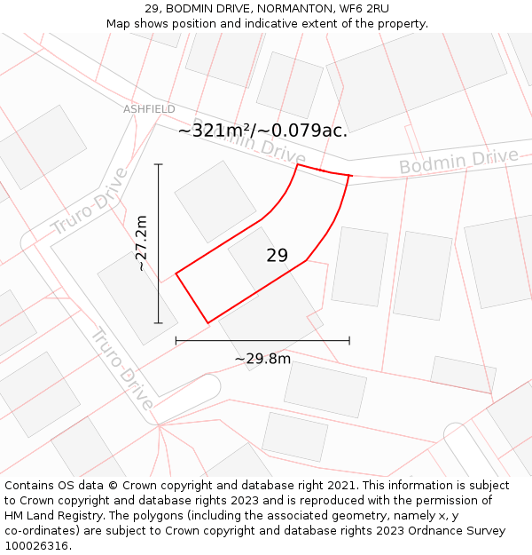 29, BODMIN DRIVE, NORMANTON, WF6 2RU: Plot and title map