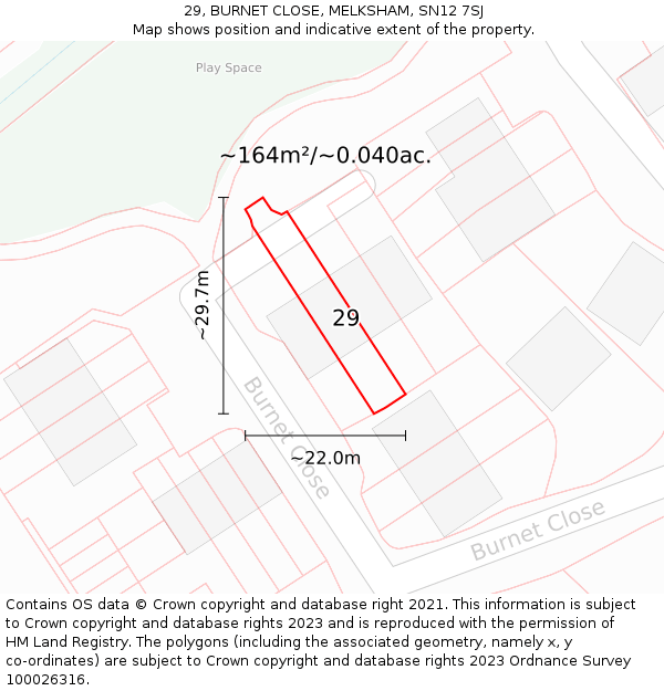 29, BURNET CLOSE, MELKSHAM, SN12 7SJ: Plot and title map