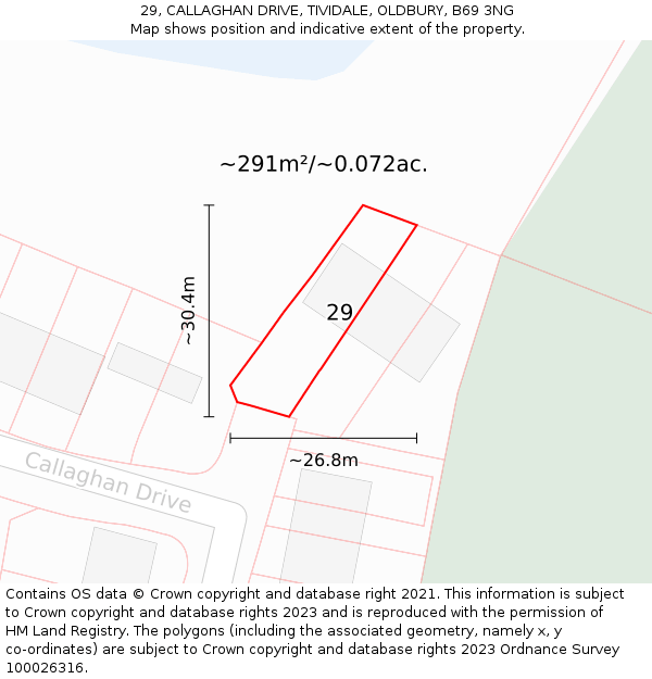 29, CALLAGHAN DRIVE, TIVIDALE, OLDBURY, B69 3NG: Plot and title map