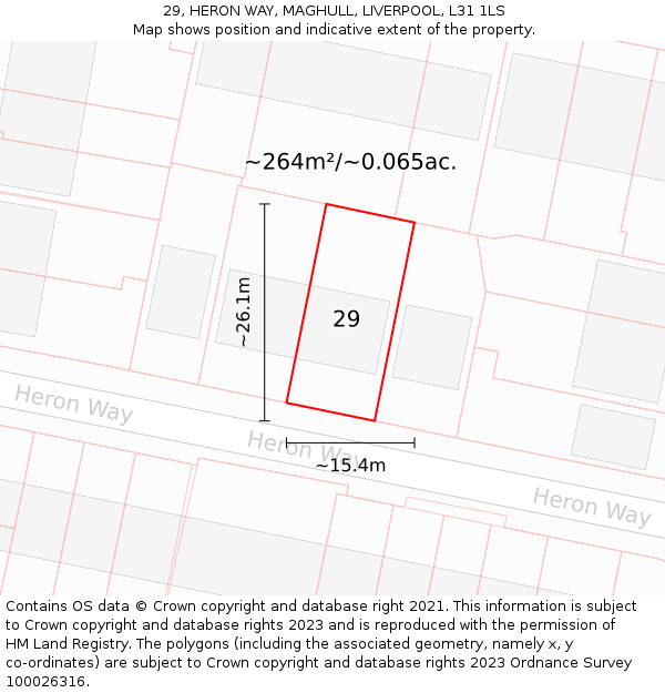 29, HERON WAY, MAGHULL, LIVERPOOL, L31 1LS: Plot and title map