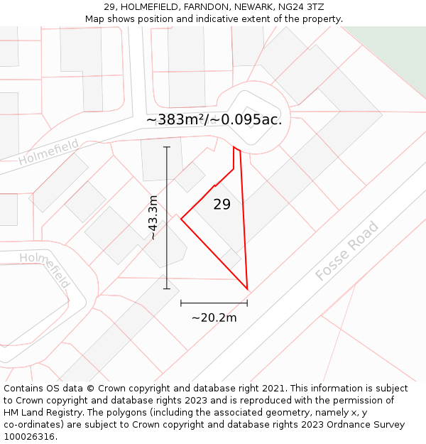 29, HOLMEFIELD, FARNDON, NEWARK, NG24 3TZ: Plot and title map