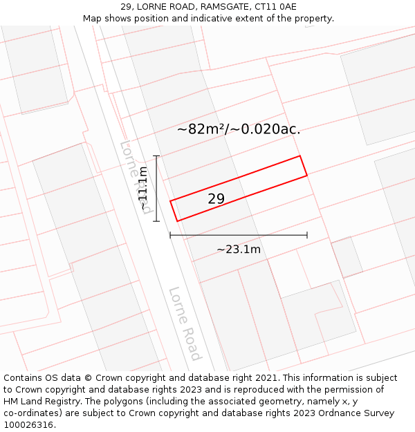 29, LORNE ROAD, RAMSGATE, CT11 0AE: Plot and title map